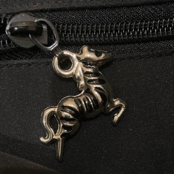 Zazou Sac black, periwinkle blue & chartreuse shoe print shoulder bag purse - Picture 6 of 8